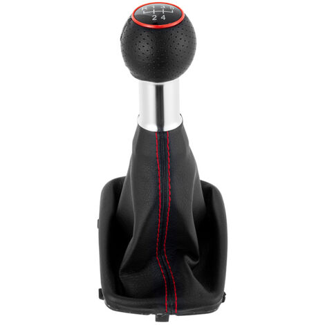 Cache-poussière pour levier de vitesses Audi A3 5/6 vitesses avec filetage rouge/noir, pommeau de levier de vitesses intégré, filetage rouge, anneau rouge, 6 vitesses, un jeu. (1/4)