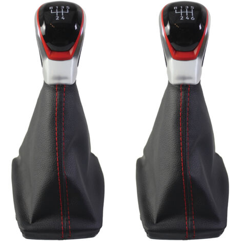Convient aux voitures Audi à transmission manuelle 07-15, kit de modification du pommeau de levier de vitesse, kit 5 vitesses rouge et à liseré rouge, un ensemble. (1/4)