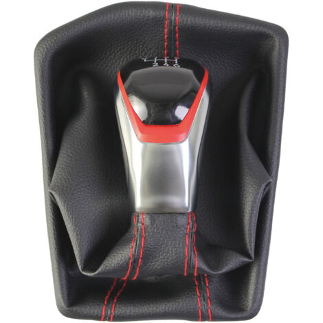 Adapté à la Volkswagen Golf 8, ce kit de protection anti-poussière pour pommeau de levier de vitesse comprend un pommeau rouge à 5 vitesses, à raison d'un pommeau par paquet. (1/4)