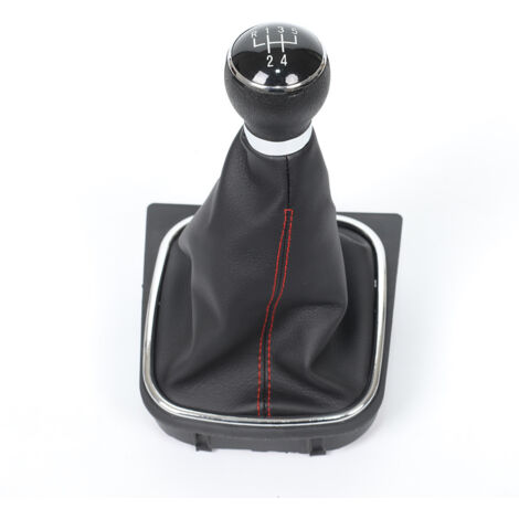 Convient aux kits de levier de vitesse pour Volkswagen Sagitar, Golf et Jetta, comprenant des pommeaux de levier de vitesse en cuir à coutures rouges et un ensemble à 5 vitesses. (1/4)
