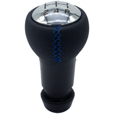 Convient aux voitures Peugeot, pommeau de levier de vitesse à transmission manuelle, accessoires intérieurs cousus cuir, fil noir et blanc, 5 vitesses, un paquet. (1/4)