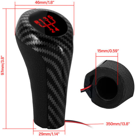 Convient pour le pommeau de levier de vitesse lumineux en fibre BMW, feu rouge pour les vitesses 5/6 avec câble, accessoire de pommeau de levier de vitesse, feu rouge pour transmission manuelle à 6 vi (1/4)