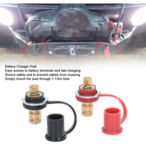 Borne de batterie déportée pour automobile, borne de démarrage avec couvercle, goujon de 3/8 pouce, kit de bornes de charge 250 A, connexion par écrou rouge et noir (1/5)