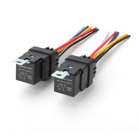 Relais étanche 80 A 12 V 5 broches (lot de 2) - Relais automobile universel 4/5 broches - Relais 80 A/12 V 4 broches (lot de 2) - Verrouillage à bobine unique (1/4)
