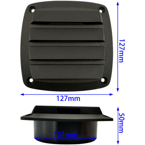 Fenêtre de ventilation noire, panneau de ventilation en nylon, ouverture de ventilation et évent d'évacuation de 127127 mm, accessoires pour yachts, bateaux et camping-cars. (1/3)
