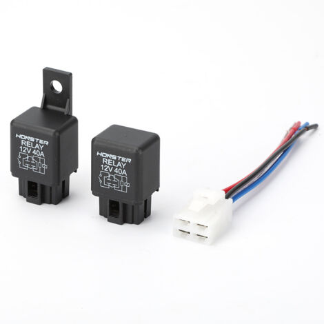 Relais de climatisation automobile, 12 V 40 A, avec fil et douille, fil de cuivre pur, conception sans dos, verrouillage à bobine unique 12 V. (1/4)