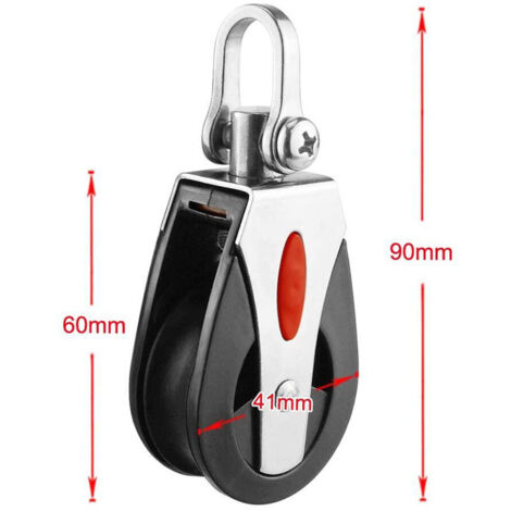 Poulie simple en acier inoxydable et plastique ABS avec roulement rotatif / poulie pour câble en nylon / poulie de levage - accessoires de quincaillerie marine (1/3)