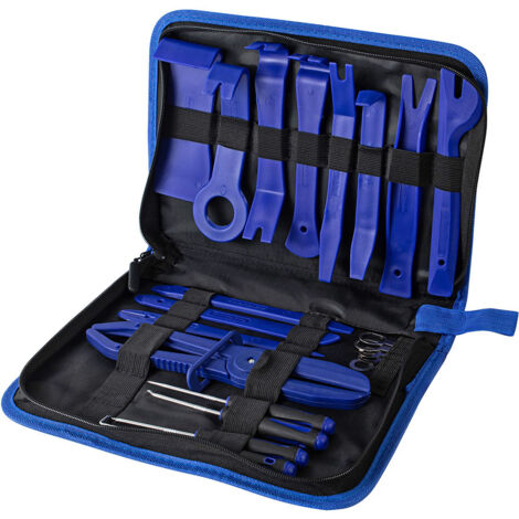 Ensemble d'outils de levier et de tournevis en plastique pour la réparation audio de voiture (21 pièces), démontage, modification et réparation de panneau de porte intérieur bleu (21 pièces), rouge (2 (1/5)