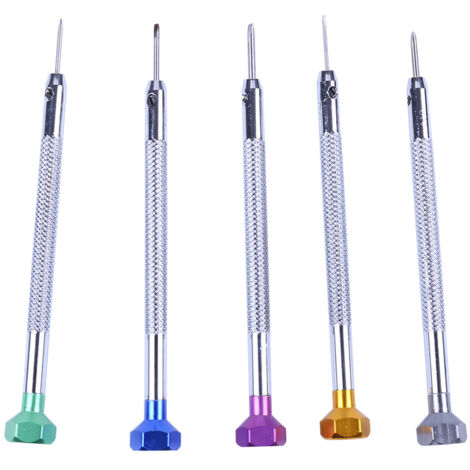Ensemble de 10 outils de démontage et de réparation de téléphones portables, tournevis, combinaison d'embouts de tournevis en platine pour la réparation de montres (5 tournevis 1,0 mm). (1/5)