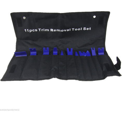 Kit de 11 outils de démontage d'intérieur de voiture en plastique, comprenant un levier pour système audio et un outil de démontage de panneau de porte avec navigation, bleu. (1/5)
