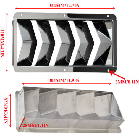 Panneau de ventilation rectangulaire à 5 panneaux en acier inoxydable, panneau respirant, fenêtre de ventilation en acier inoxydable, accessoires d'accastillage pour la marine et le yachting (1/3)