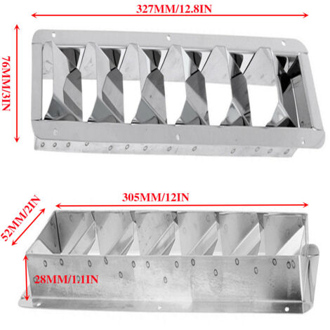 Panneau de ventilation rectangulaire en acier inoxydable 304 (6 supports) pour accessoires nautiques, de yachts et de véhicules de loisirs - ISURE (1/3)