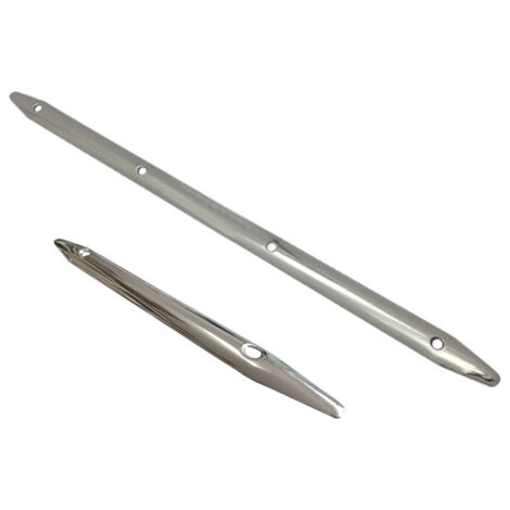 Lames plates de défense pour bateaux et yachts, en acier inoxydable 316, polies miroir, 19 x 457 mm. Quincaillerie incluse. (1/3)