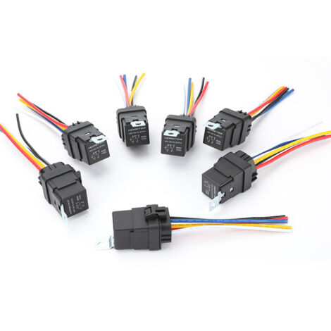 Relais étanches, lot de 7, 12 V, 4 broches, 5 broches, 24 V, universels pour camions, voitures, climatiseurs, phares, avertisseurs sonores, lot de 7, 24 V - relais à verrouillage à bobine simple 4 bro (1/4)