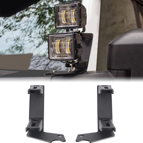 1 jeu. Couleur : Noir. Matériau : Métal. Support double couche pour montant A de voiture, support de montage pour projecteur LED de montant A. (1/5)