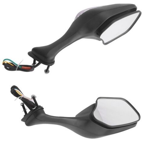 Une paire de rétroviseurs latéraux de moto en alliage d'aluminium noir avec éclairage. Accessoires moto compatibles avec : (1/5)