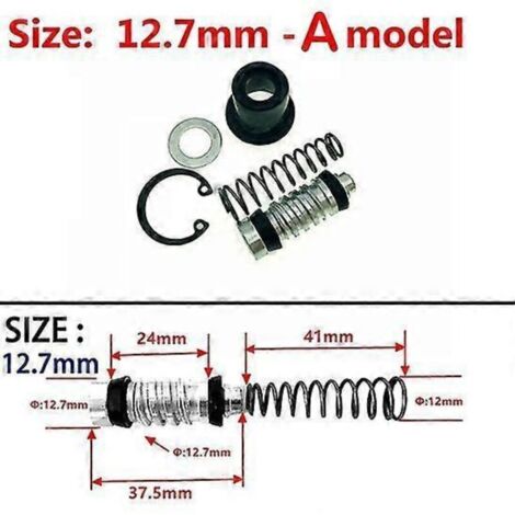 Kit de réparation de piston de maître-cylindre et de pompe de frein/embrayage de moto (11 mm, 12,7 mm, 14 mm, 16 mm) - Accessoires de réparation inclus (1 kit - 12,7 mm - A)