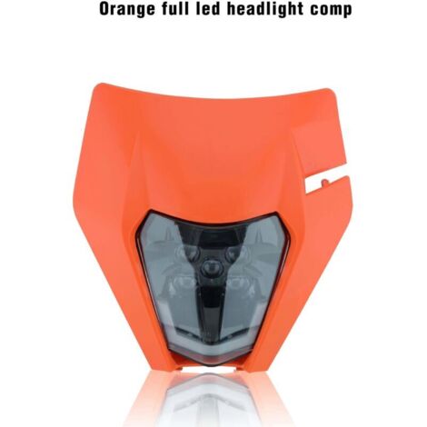 Phare avant neuf pour moto KTM (compatible avec les modèles EXC, EXCF, SX, SXF, XC, XCF, XCW et XCFW 125, 150, 250, 300, 350, 450 et 530) - Phare orange (1 pièce)
