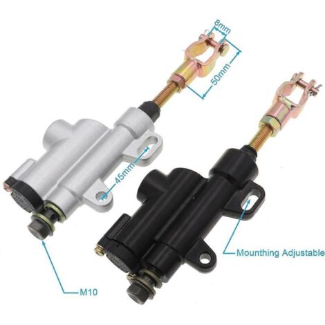 Nouvelle pompe de maître-cylindre de frein hydraulique arrière pour moto, compatible avec les modèles Thumpstar ATV Pit Pro Dirt Bike 50cc, 70cc, 110cc, 125cc, 150cc et 250cc - Argent
