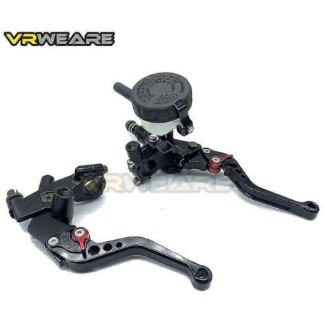 Kit de maître-cylindre de frein et d'embrayage universel 7/8" (22 mm) pour moto, comprenant pompe, réservoir et leviers, ainsi qu'un ensemble de coupelles d'huile et de réservoir de liquide – Noir