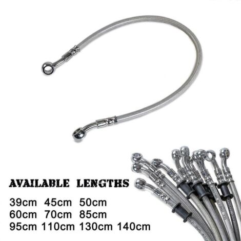 Durite de frein de moto universelle en acier inoxydable tressé, 39-140 cm, boulon hydraulique 1,25 (1/5)