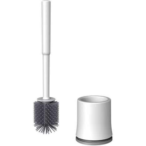 Brosse de toilette murale en silicone non perforé, manche long-AquaForge