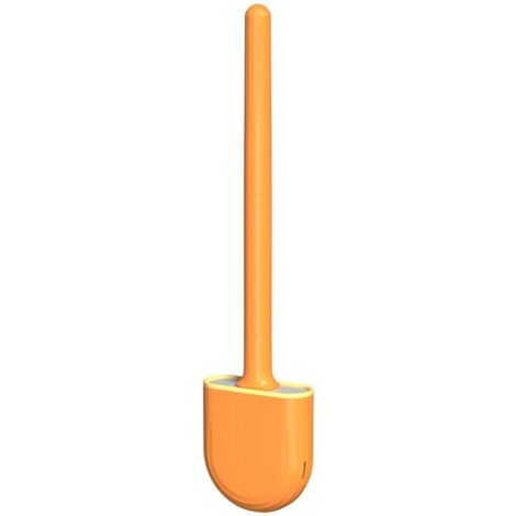 Brosse WC murale mini avec manche amovible, couleur orange vif.-AquaForge