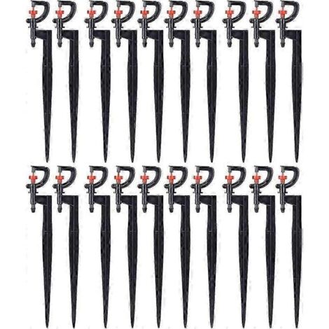 Arroseur à eau, lot de 20, micro-arroseur rotatif à 180° type G, pour l'irrigation de jardins, serres et pelouses, avec tuyau d'irrigation de 20 cm (4/7 pouces).-AquaForge