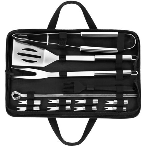 Ensemble de 16 accessoires de barbecue, ustensiles de grillade en acier inoxydable, avec sac et grande grille. - AquaForge (1/5)