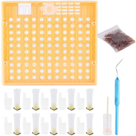 Kit AquaForge comprenant des cellules de ruche en plastique, un système d'élevage de reines, une boîte d'élevage, une cage à reines, des outils et du matériel.