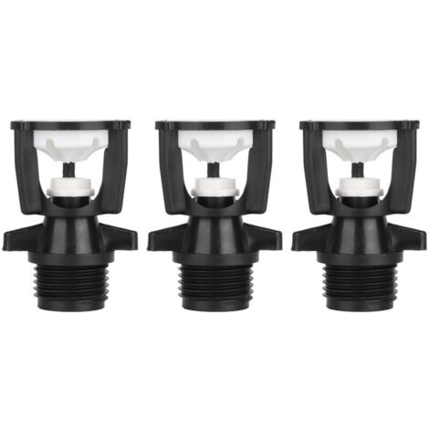 Lot de 3 arroseurs en plastique, filetage mâle G1/2 DN15, buse de pulvérisation rotative à 360° pour jardin et pelouse, noir et blanc-AquaForge