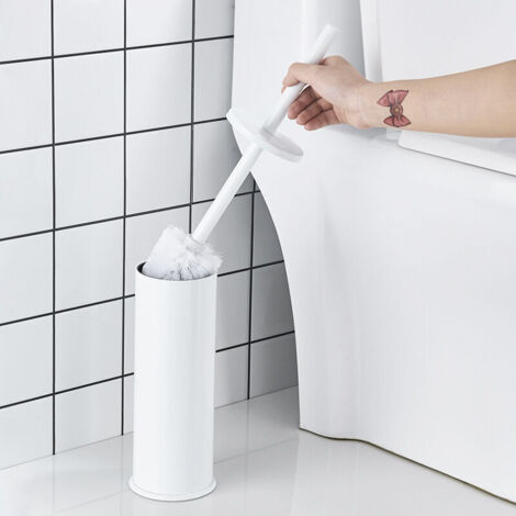 Ensemble de brosses de toilette fermées, en plastique, blanches-AquaForge
