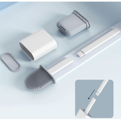 Brosse de toilette (blanche), brosse de toilette en silicone multifonction-AquaForge