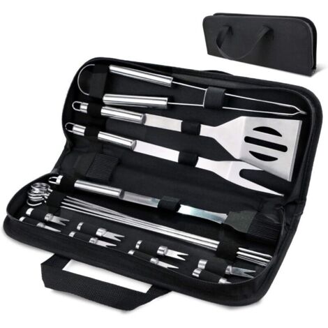 Ensemble de 20 ustensiles de barbecue, accessoires de cuisine de luxe en acier inoxydable pour griller - AquaForge