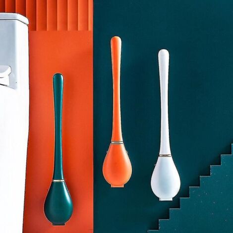 Ensemble brosse et support de toilette mural en silicone bleu-AquaForge