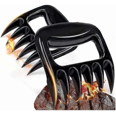 Lot de 2 griffes à viande pour barbecue, idéales pour effilocher le porc, accessoires de grillade et de fumage (noir) - AquaForge (1/4)