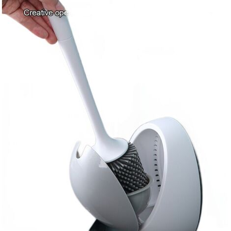 Brosse WC murale en silicone, manche long, en plastique noir.-AquaForge