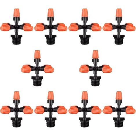 Arroseur de jardin, lot de 10, diffuseurs à 360° de 6 mm avec raccords filetés mâles de 1/2 pouce, buses de brumisation rafraîchissantes pour l'irrigation de jardin-AquaForge