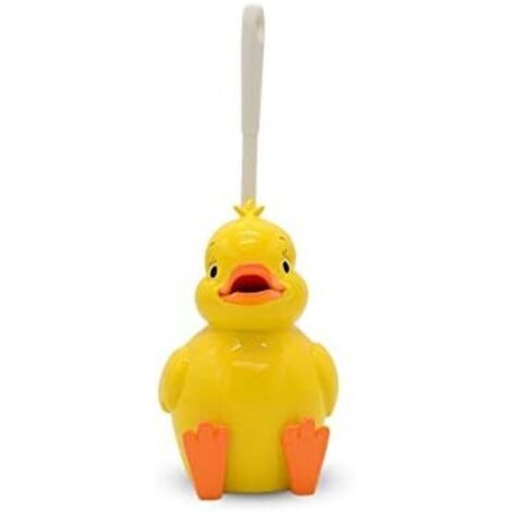 Brosse WC compacte en résine avec support, motif canard jaune-AquaForge