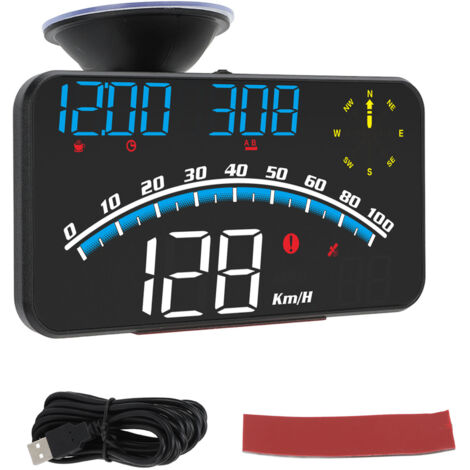 Eosnow cran LED HUD intelligent, alarme de vitesse haute définition, GPS multifonction, compteur de vitesse universel 5V pour voitures et camions, bleu
