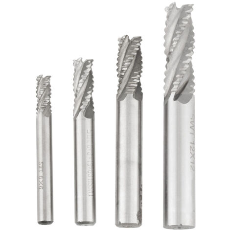 Eosnow Fraise en bout d'ébauche HSS à 4 cannelures, fraise CNC M6 /M8 /M10 /M12, 4 pièces