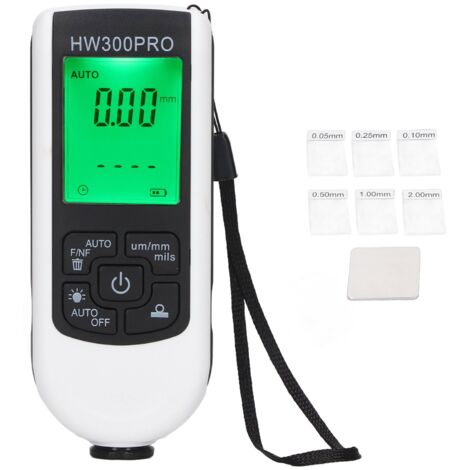 Eosnow Jauge d'épaisseur de revêtement numérique ABS avec corde portable fonction d'arrêt automatique compteur de revêtement de peinture pour extérieur blanc (1/8)