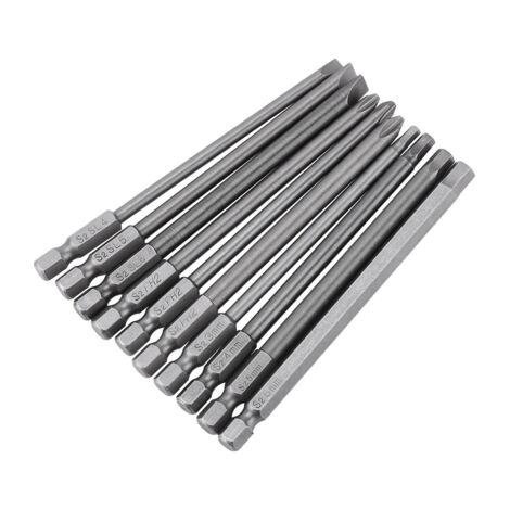 Eosnow Jeu d'embouts de tournevis magnétiques BST à tige hexagonale de 1/4 pouces, 100mm de Long (fente + tête hexagonale croisée), 10 pièces (1/5)