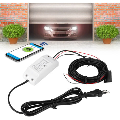 Nannigr Ouvre-porte de garage WiFi Dispositif d'ouverture de porte de télécommande de porte de garage Compatible avec Alexa et Google(UE 100-240V)