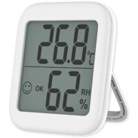 Thermomètre/Hygromètre Intérieur/Extérieur - Appareil de Mesure Numérique pour la Température et l'Humidité à la Maison, au Bureau et en Serre (Blanc, 1 Unité)