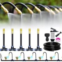 Système d'irrigation automatique pour jardins courbés à 360°, système d'irrigation automatique de jardin, kit d'irrigation automatique de jardin pour plantes de serre, lits surélevés (5m)