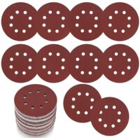 Lot de 30 disques de ponçage 125 mm (5 pouces) – Disques abrasifs grain 120, papier de verre perforé à 8 trous pour ponceuse excentrique murale