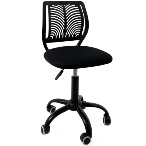Chaise de bureau pour enfant – Junior fille, hauteur réglable, assise rembourrée en tissu mesh respirant, dossier ajouré souple, pivotante à 360°, base en métal, roulettes souples SAWI (blanche et ros (1/5)