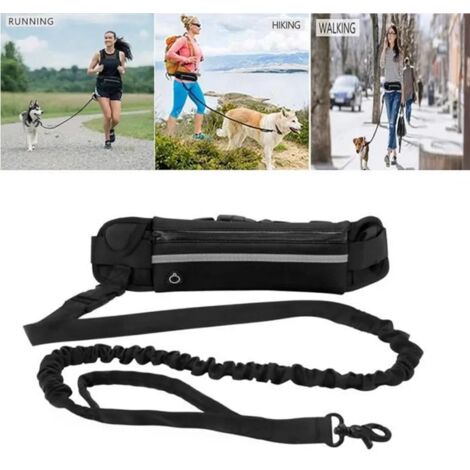 Laisse de taille avec poche de rangement zippée, ceinture de course réfléchissante, laisse de promenade élastique réfléchissante (1/4)