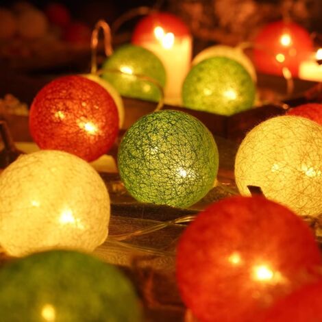 Guirlande lumineuse LED, décorations de Noël, alimentation USB, 3 mètres de long - Boule de coton de Noël (1/3)